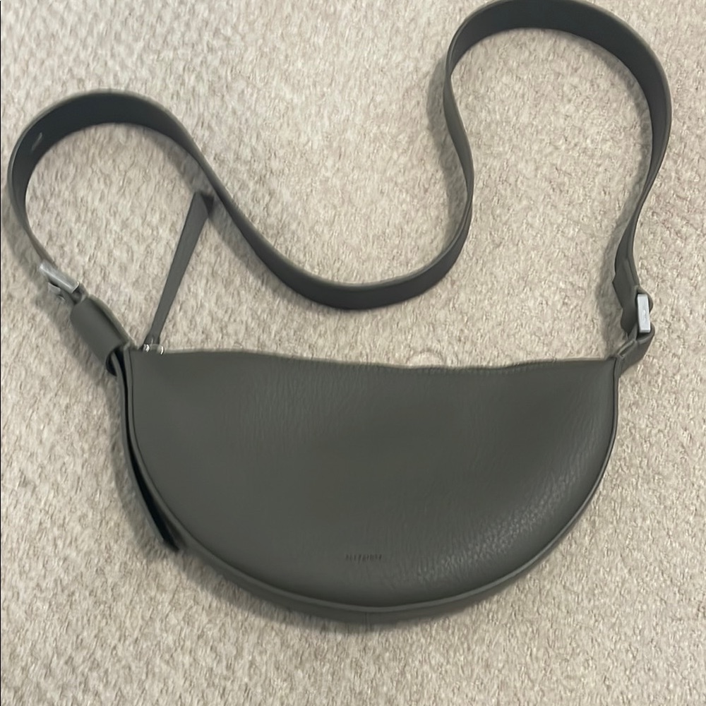AllSaints Olive Green Leather Crossbody Bag